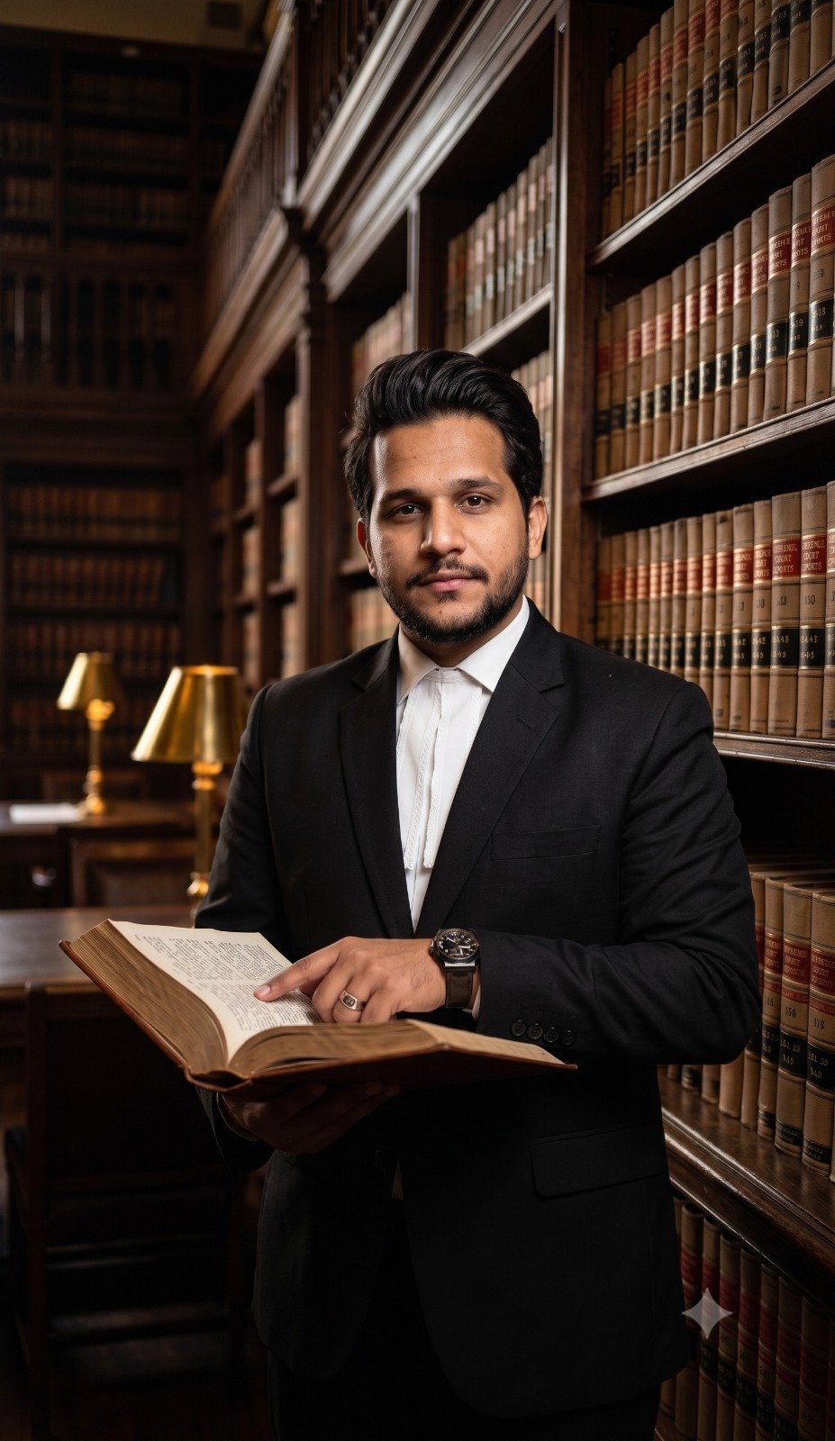 Advocate Moiz Khalid, CEO & Founder of MK Law Associates & Consultant, in the firm's legal library